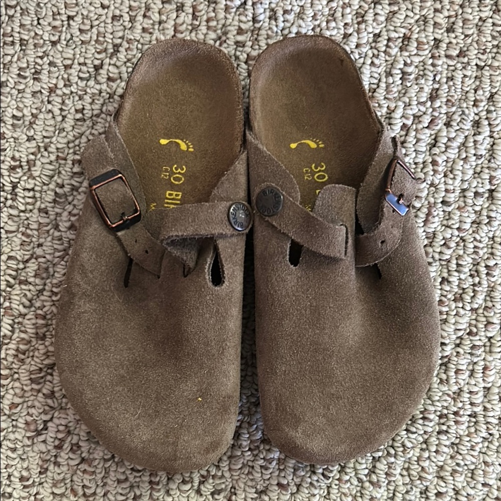 Birkenstock Boston,  kids us size 12 taupe suede